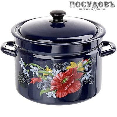 КМК 41815-183/6-У4 кастрюля с крышкой 6,0 л, сталь эмалированная, цвет бостон с рисунком