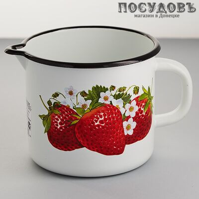 КМК 40104-072/4 Садовая клубника кружка без крышки объемом 1 л, сталь эмалированная, Ø120 мм, Россия, 1 шт.