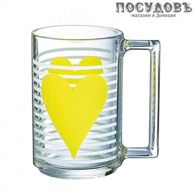 Luminarc Mon Coeur N5032 кружка, 320 мл, стекло упрочненное, прозрачный с рисунком, Франция