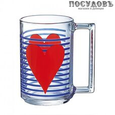 Luminarc Mon Coeur N4510 чашка, 320 мл, стекло упрочненное, прозрачный с рисунком, Франция