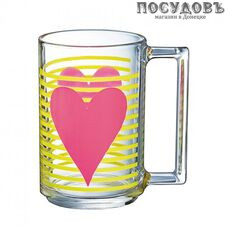 Luminarc Mon Coeur N5029 кружка, 320 мл, стекло упрочненное, прозрачный с рисунком, Франция
