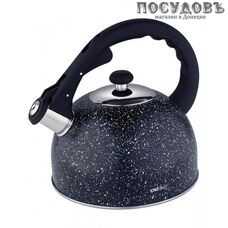 KING Hoff KH-1406 чайник со свистком, 2,6 л, сталь нержавеющая, цвет: черный мрамор