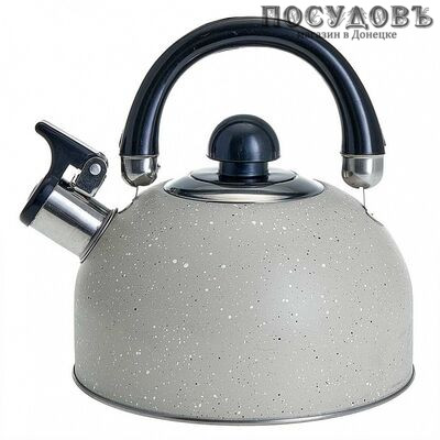 Webber BE-0538 чайник со свистком, 2,5 л, сталь нержавеющая, цвет: бежевый мрамор