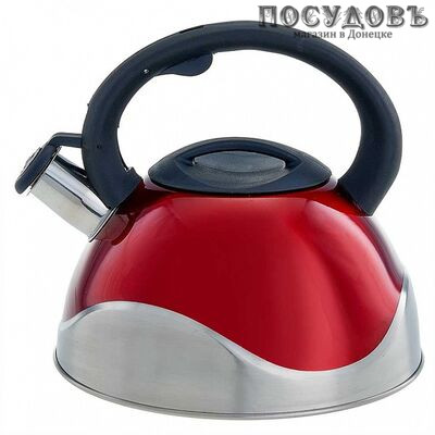 Webber BE-0530 чайник со свистком, 3 л, сталь нержавеющая, цвет: красный