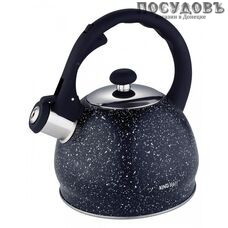 KING Hoff KH-1403 чайник со свистком, 2 л, сталь нержавеющая, цвет: черный гранит