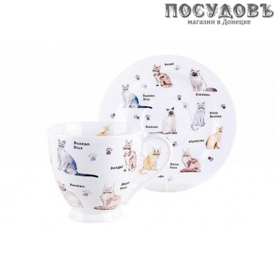 Quinsberry Cats NB201CS чайная пара, 440 мл, фарфор, в упаковке 2 пр.
