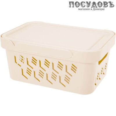 Бытпласт Deluxe 43320550795 ящик с крышкой, полипропилен, 270×190×120 мм, 4,6 л, цвет бежевый