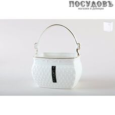 Коралл Снежная королева CS904712-A, ваза для конфет 600 мл, керамика, белый с золотым