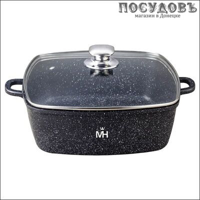 MercuryHaus Granite MC-1815 жаровня с крышкой, 4,3 л, Ø280×75 мм, алюминий литой, мраморное покрытие