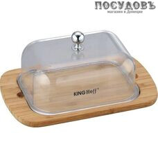 KING Hoff KH-4128 масленка с крышкой, 187×123×78 мм, бамбук, акрил, в упаковке 2 пр.