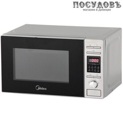 Midea 820 CP2-S микроволновая печь, 800 Вт, с грилем 1000 Вт, 20 л, серебристый