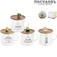 Коралл Eco Lovely 5088 кружка подарочная, 310 мл, стекло, с крышкой, в упаковке 2 пр.