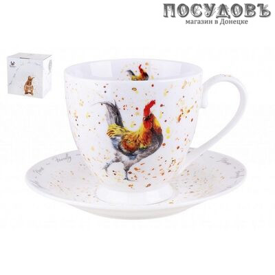 Quinsberry Rooster YQ2045 чайная пара, 440 мл, фарфор, в упаковке 2 пр.
