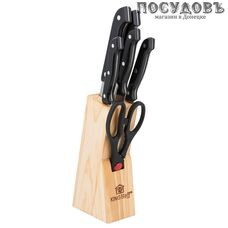 KING Hoff KH-3441 ножи в наборе (5 ножей; ножницы кухонные; подставка), сталь нержавеющая, 7 пр.