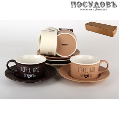 Коралл Время кофе BRJC007-124125 набор чайный, фарфор, в подарочной упаковке 12 пр.