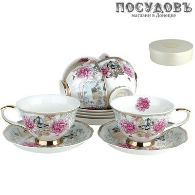 Коралл Идиллия WG223-354 набор чайный, фарфор, в подарочной упаковке 12 пр.