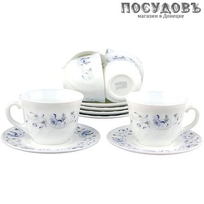 Коралл Синяя вуаль XWB190HP55-6-1059 набор чайный, стеклокерамика, в подарочной упаковке 12 пр.
