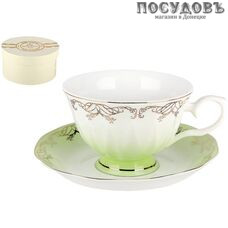 Коралл Симфония салатовая Q590-1-3(1/2) чайная пара, фарфор, в подарочной упаковке 2 пр.