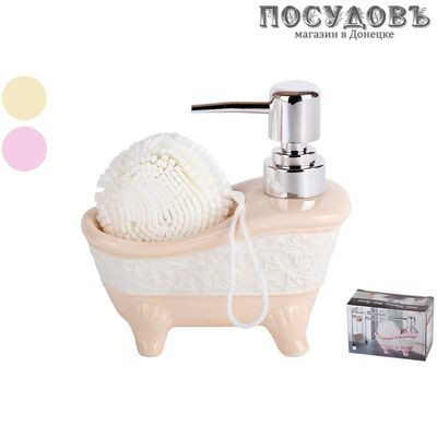 Коралл Дора KR750 диспенсер для жидкого мыла с губкой, керамика, микс
