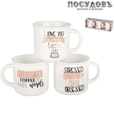 Коралл Loft BRJD004-768BCD кружки в наборе, фарфор, Россия, в упаковке 3 шт.
