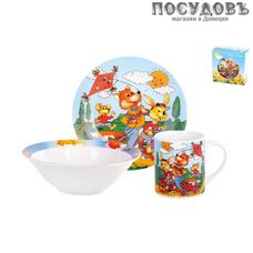Коралл Веселые зверята TSET3K набор детский, керамика, подарочная упаковка 3 пр.