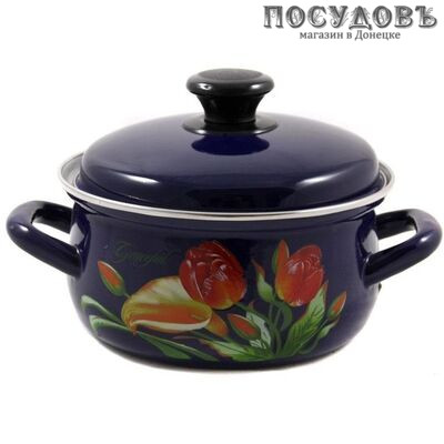 КМК Апрель 61915-083/6 кастрюля с крышкой 1,5 л, Ø160 мм, сталь эмалированная, цвет бостон с рисунком