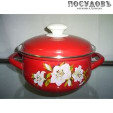 КМК 61915-083/6 кастрюля с крышкой 1,5 л, сталь эмалированная, цвет красный с рисунком