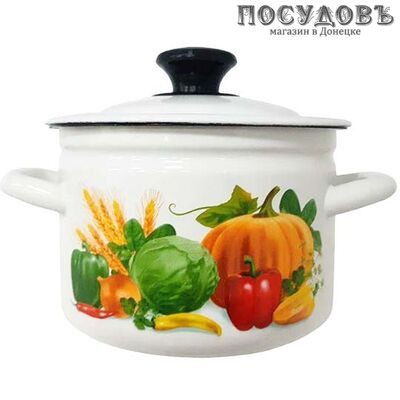 КМК Осенний урожай 41704-102/6-У4 кастрюля с крышкой 2,0 л, сталь эмалированная, цвет белый с рисунком