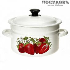 КМК Садовая клубника 41704-122/6-У4 кастрюля с крышкой 3,0 л, сталь эмалированная, цвет белый с рисунком КМК Садовая клубника 41704-122/6-У4 кастрюля с крышкой 3,0 л, сталь эмалированная, цвет белый с рисунком