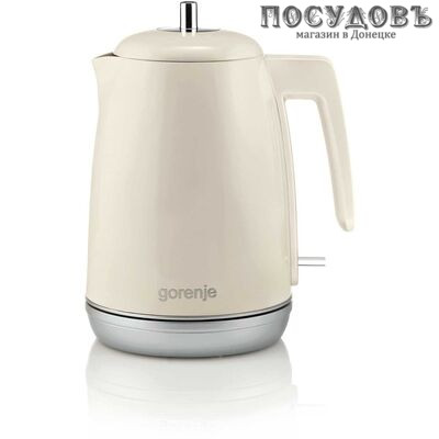 Gorenje K15RL (FK-1205) электрочайник, 2200 Вт, 1700 мл, двойной нержавейка/пластик, цвет бежевый