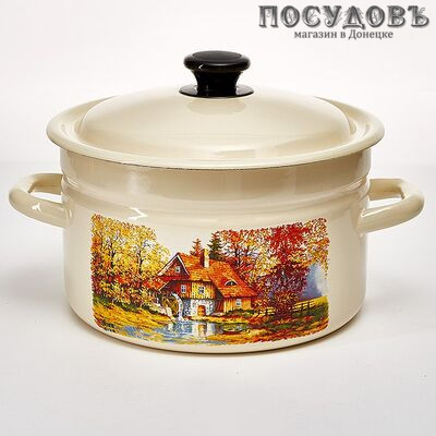КМК Старая мельница 41704-142/6-У4 кастрюля с крышкой, слоновая кость, сталь эмалированная, 4,0 л, 2 пр.