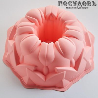 Alpenkok "Царица цветов" AK-6130S розовый, круглая форма для выпечки кекса, силикон, Ø210×80 мм 1 шт