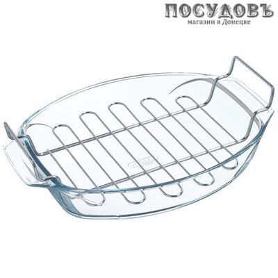 Pyrex 412U000/2019 форма для запекания с решеткой, стекло жаропрочное, 390×270 мм, 4000 мл