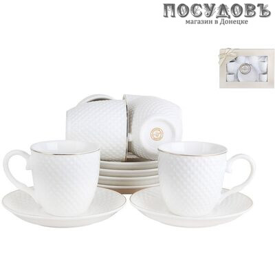 Коралл Даймонд TC83E-GL1 набор кофейный, фарфор, в подарочной упаковке 12 пр.