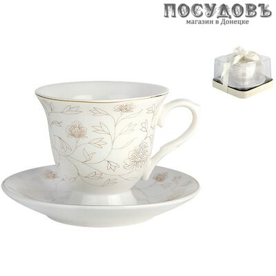 Коралл Золотое кружево VZLC2-2PV чайная пара, фарфор, в подарочной упаковке 2 пр.