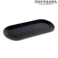 Коралл Elite black ST2923 блюдо овальное, керамика, цвет черный, 250 мм