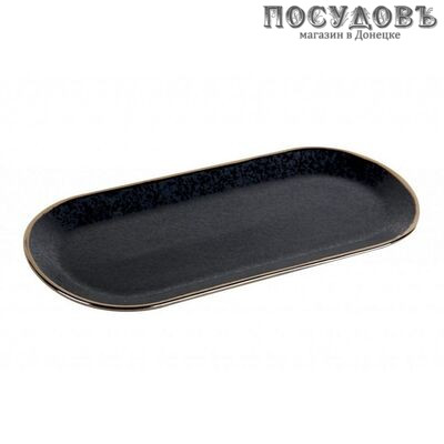 Коралл Elite black ST2923 блюдо овальное, керамика, цвет черный, 250 мм