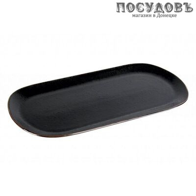 Коралл Elite black ST2924 блюдо овальное, керамика, цвет черный, 335 мм