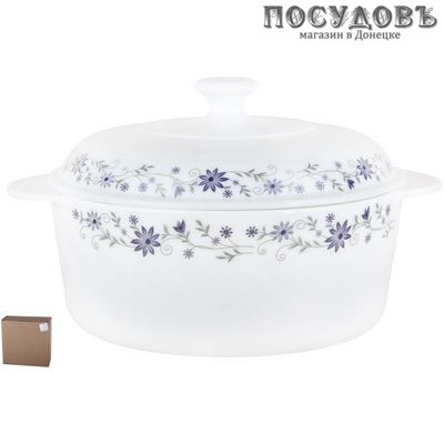 Коралл Viola BY26RGG2.5-T17 кастрюля с крышкой, стеклокерамика, белый с фиолетовым, 2 пр.