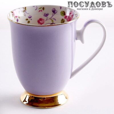 Beatrix МЛ039L1 кружка подарочная 350 мл, фарфор, фиолетовый с золотой обводкой, в подарочной упаковке 1 шт.