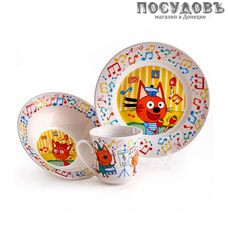 Priority Три кота. Нотки. КРС-820 набор детский, фарфор, Россия, подарочная упаковка 3 пр.