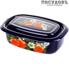 КМК 42515-053/6 лоток с крышкой сталь эмалированная, 600 мл, бостон с рисунком