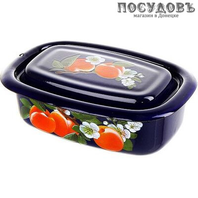 КМК 42515-053/6 лоток с крышкой сталь эмалированная, 600 мл, бостон с рисунком