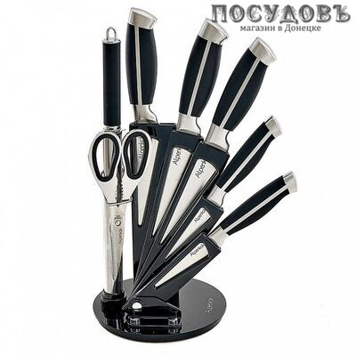 Alpenkok AK-2120 ножи в наборе (5 ножей; мусат; ножницы кухонные; подставка), сталь нержавеющая, 8 пр.