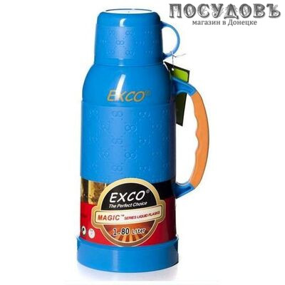 MiEssa MC180 термос, колба стекло термостойкое 1800 мл, цвет синий, оранжевый,зеленый