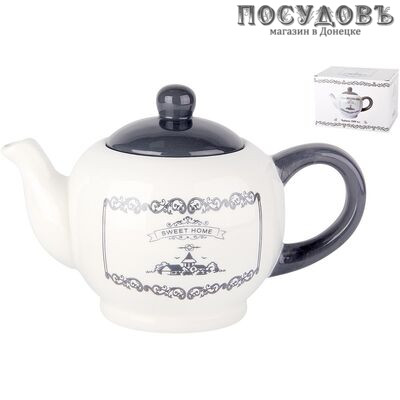 Коралл ZFC047-32 чайник заварочный белый с рисунком Sweet home, доломит, 1000 мл
