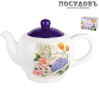 Коралл ZFC0047-26 чайник заварочный белый с рисунком Флер, доломит, 1000 мл