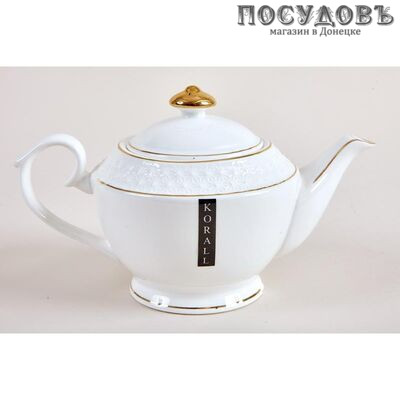 Коралл Снежная королева CS405316-A чайник заварочный, керамика, 1100 мл, цвет белый с рисунком