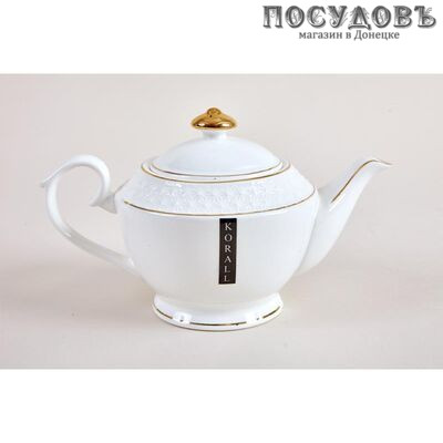 Коралл Снежная королева CS405313-A чайник заварочный, керамика, 850 мл, цвет белый с рисунком