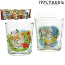 Коралл Мышки 1249/20, стакан низкий 250 мл, стекло, в упаковке 6 шт.